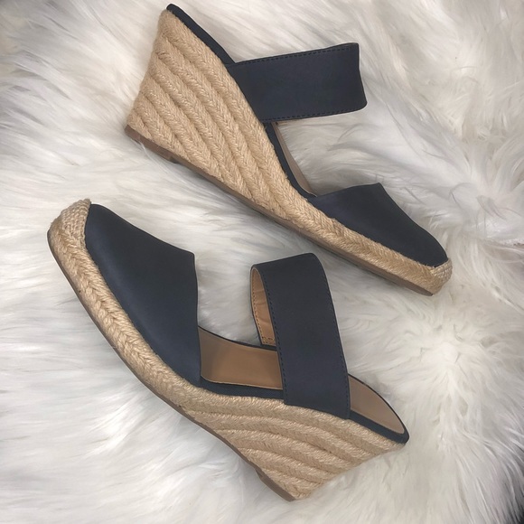 Shoes - Franco Sarto Midnight Blue Closed toe /open back, Espadrille Wedge US W 8.5m